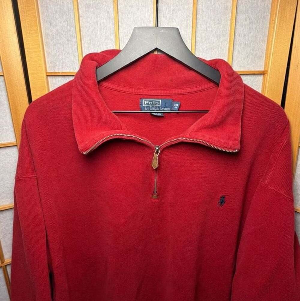 Polo Ralph Lauren Quarter Zip Sweater Size 3XB Big Red Cotton Pullover